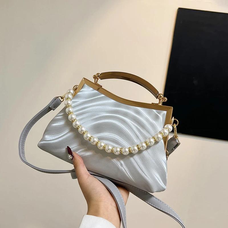 Fashion Women's Crossbody Bags High Quality Pearl Beading Ladies Shoulder Bags  New Simplicity
