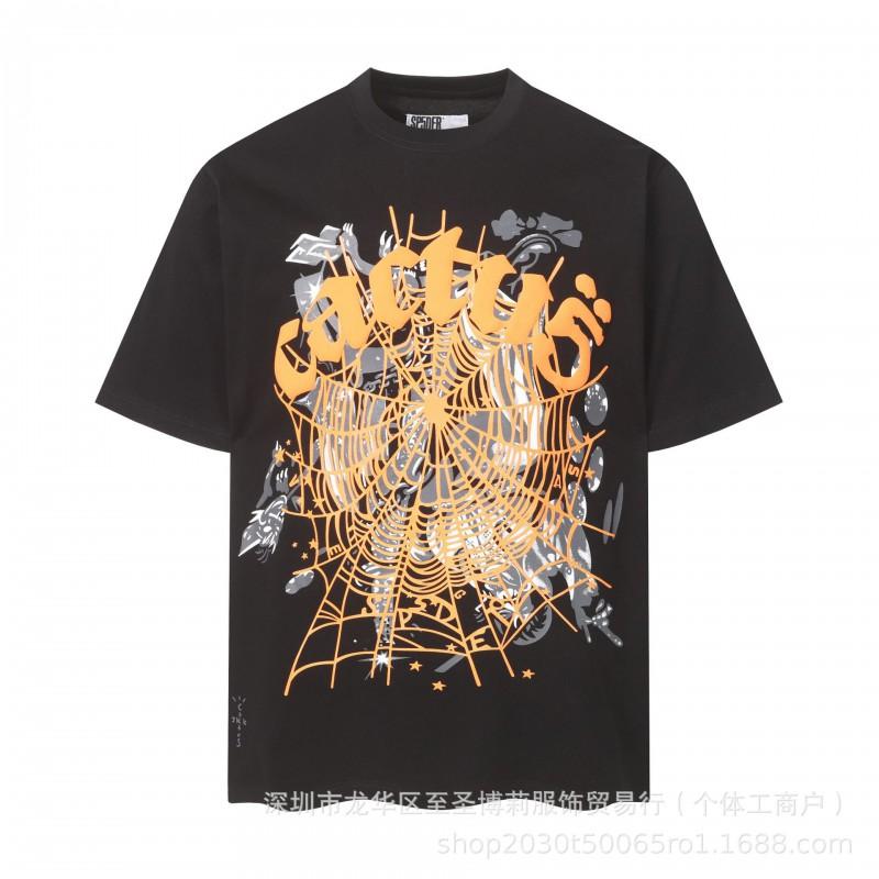 Sp5der 3D Puff Print Graphic Tee Men Loose Fit Cotton Short Sleeve T-Shirt Casual Wear