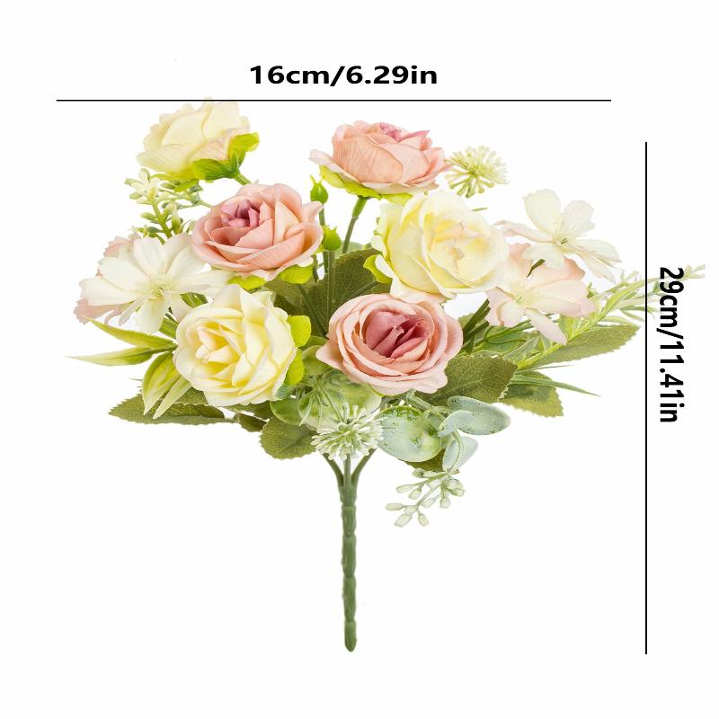 1Pc Artificial Flowers Wedding Home Bedroom Decoration Bridal Bouquet Garden Fake Silk Roses Hydrangeas Vase For Board Outdoors