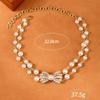 Pearl inlaid bow zircon temperament elegant double clavicle chain