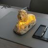 Gift for Animal Lovers And Collectors 3D LED Night Light, Resin Dolphin Owl Lion Sculpture Table Unique Boys Girls Lamp, USB Desk Decor Bedroom, Warm