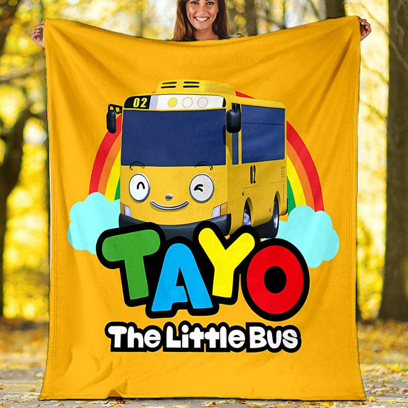 the little bus tayo printed throw blanket—lightweight,soft,warm;versatile blanket for all seasons—perfect as &air-conditioning throw,nap blanket