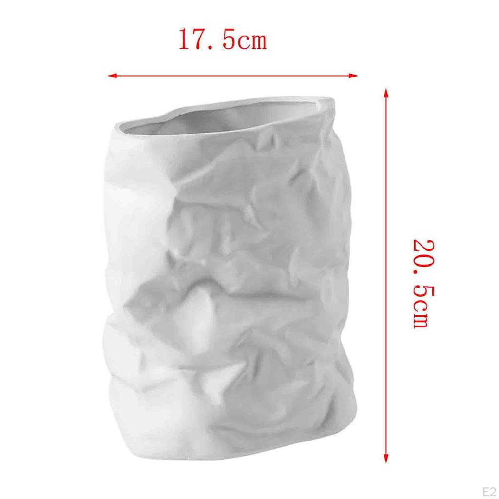 Crumpled Ceramic Flower Vase Elegant for Home Party Decoration Ornaments Housewarming Gift