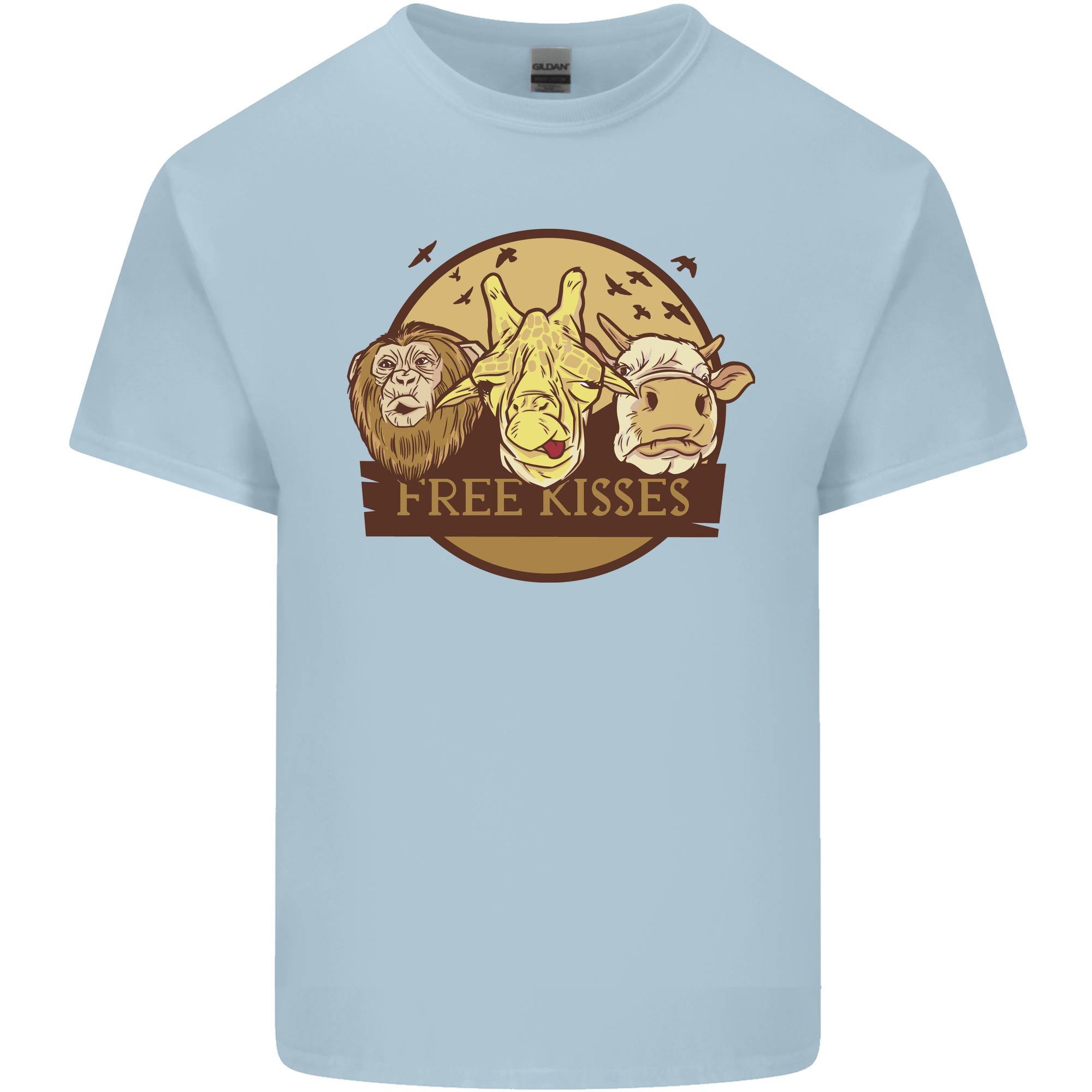 Free Kisses Animals Cow Monkey Giraffe Unisexs Light Cotton TShirt S