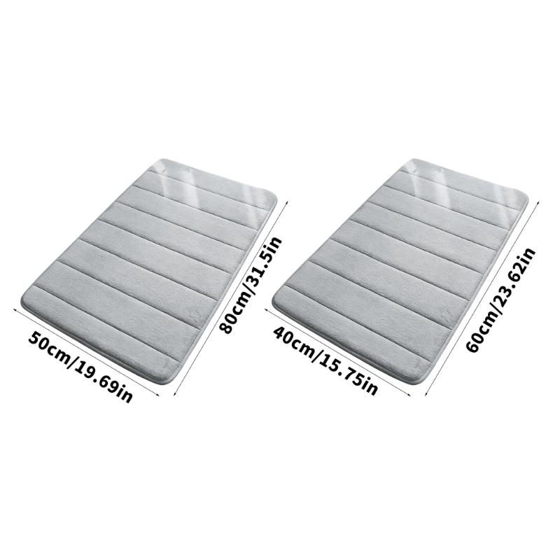 Set Of 2 NonSlip Bath Mats Quick Dry Rugs Polyester Carpet Easy To Clean Bathmat Machine Washable