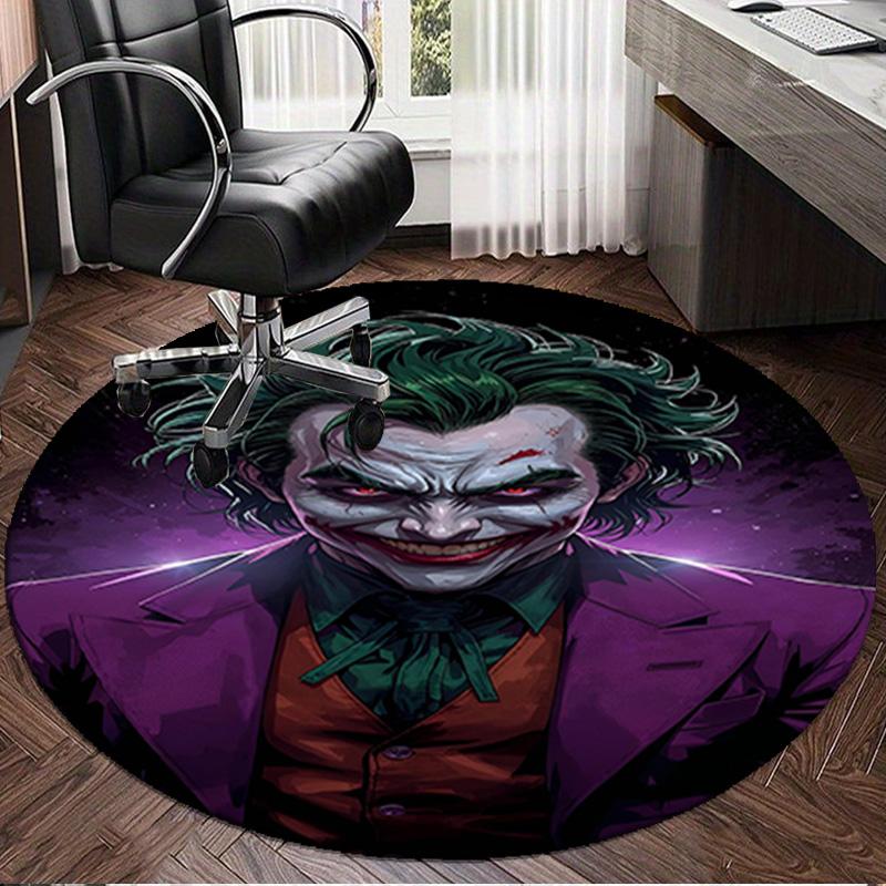 1PC The clown's Fiery Rise Round Rug, Non-slip Chair Mat, Home Decor, Circle Carpet Perfect for Office, Bedroom, Living Room,Christmas gift