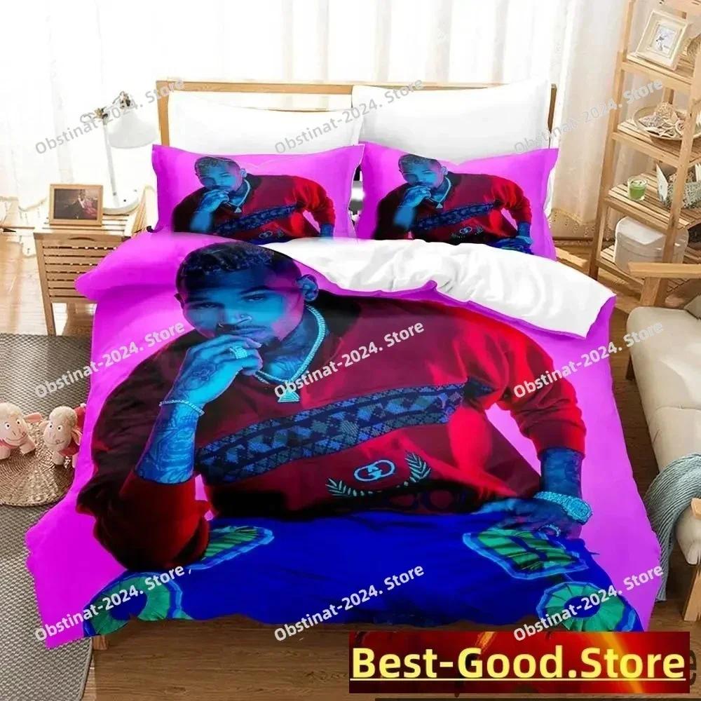 3D Print Chris Brown Bedding Set Boys Girls Twin Queen King Size Duvet Cover Pillowcase Bed Boys Adult Home Textileextile