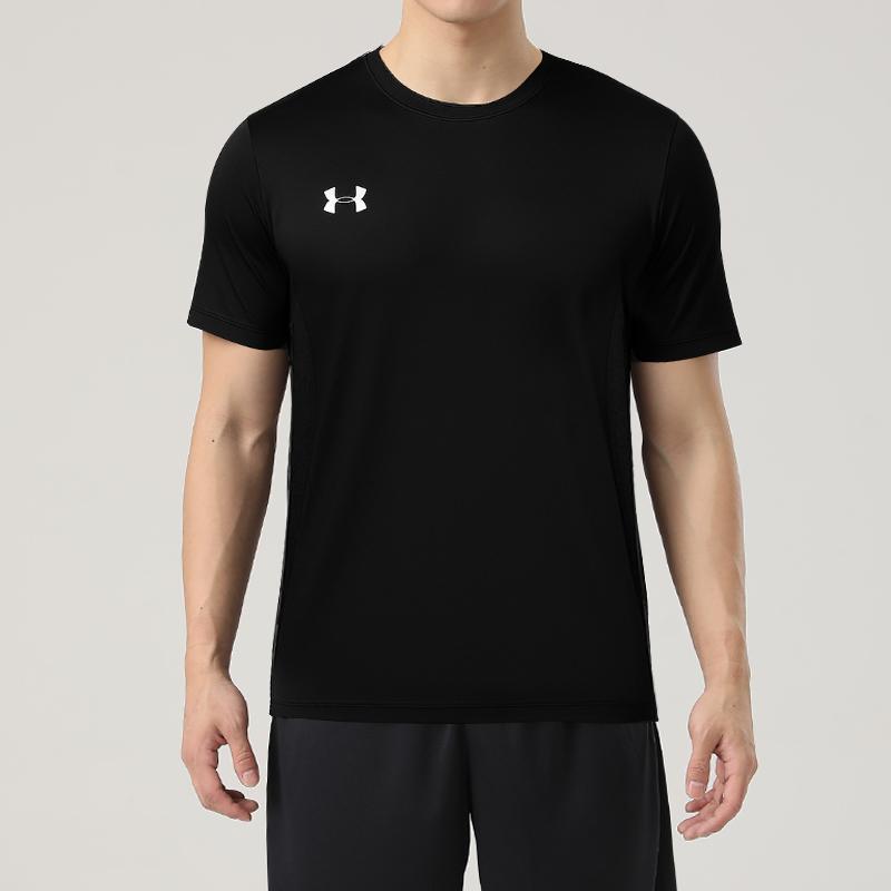 Under Armour Solid Color Simple Casual Loose Fit Round Neck Quick Dry Short Sleeve T-Shirt Unisex Tops Black 25500512-001