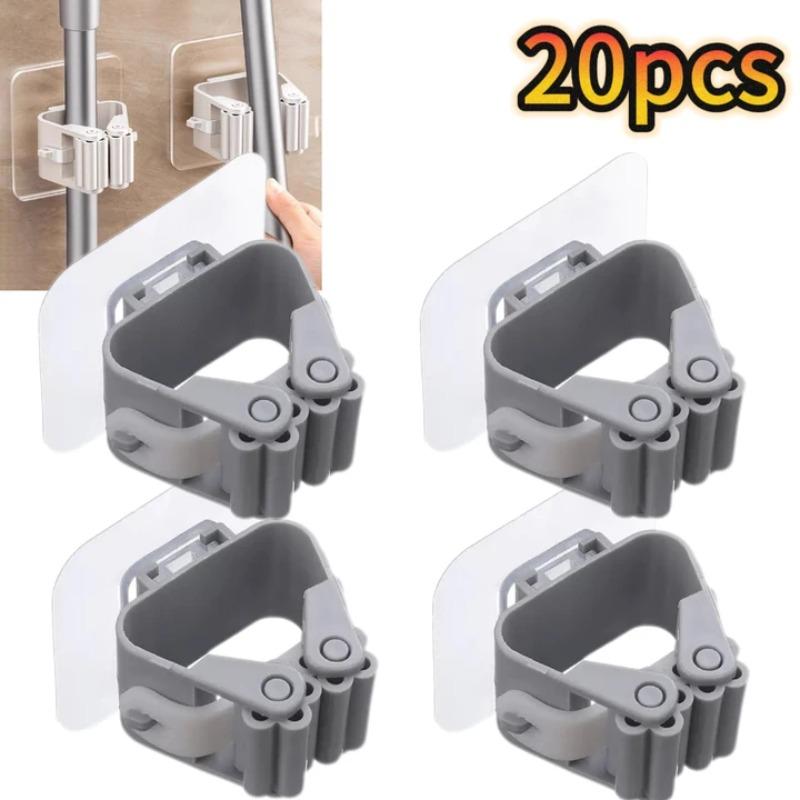 Mop Storage Storage Rack Bathroom Suction Hanging Pipe Traceless Mop Clip Broom Hanger Wall-Mounted Waterproof Mop Rack