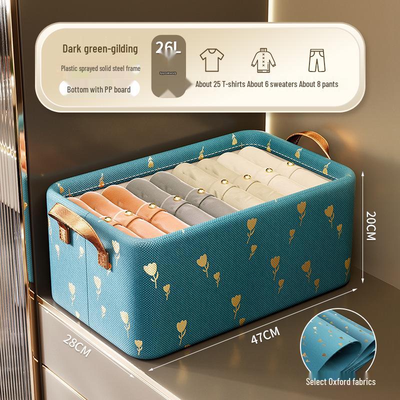 Foldable Ion Steel Frame Fabric Organizer: Large Capacity Storage Box for Clothes and Books.