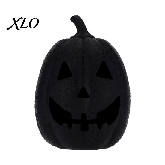 Durable Seasonal Table Centerpiece Halloween Pumpkin Figurine, Black Resin Spooky Face Sculpture, Reusable Decor Gothic Tabletop for Home Mantel
