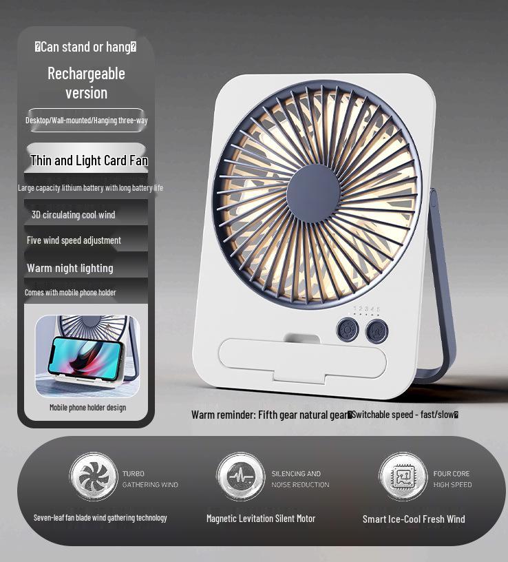 Ultra-Thin USB-Powered Mini Desk Fan: Compact, Card-Shaped, Strong Wind Circulator
