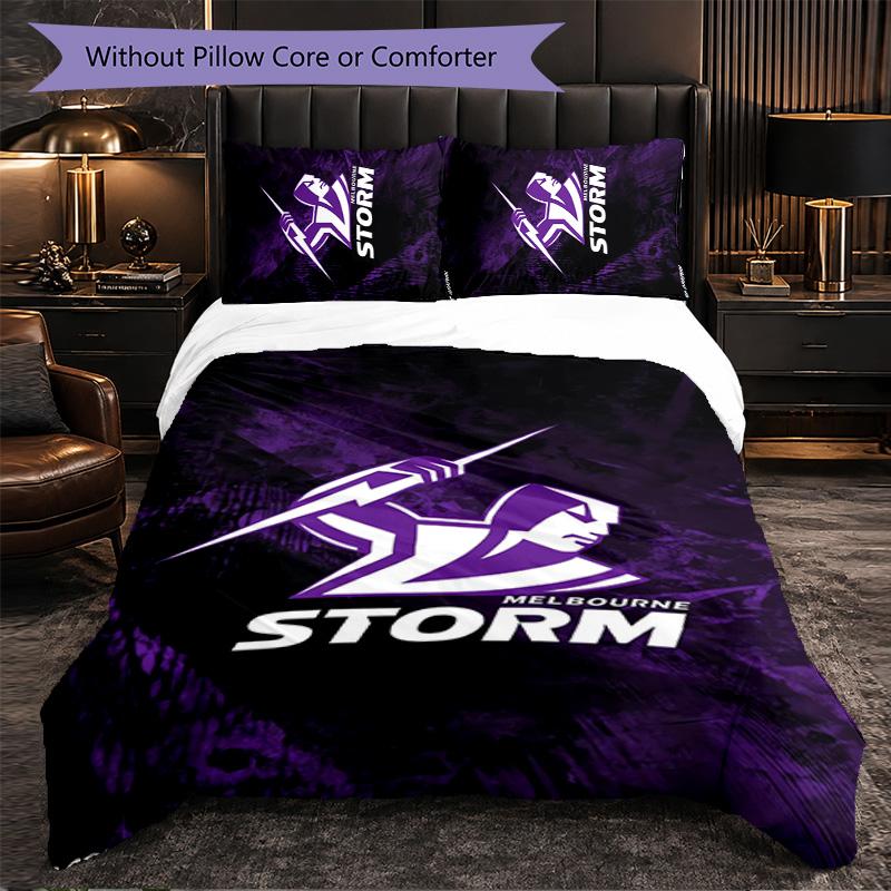 Melbourne Storm Pattern Microfiber 3Pcs Bedding Set Decor Duvet Cover Set For Bedroom Home Use