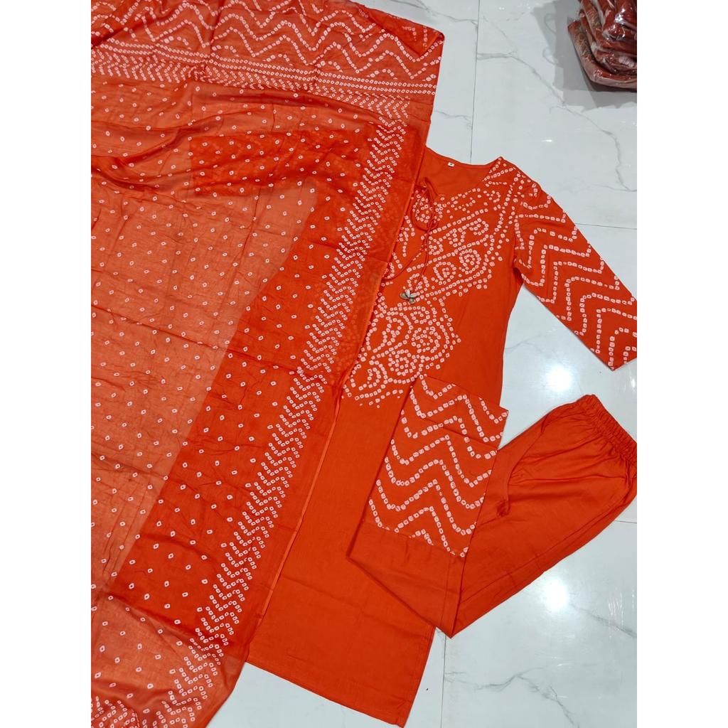 Indian Beautiful Cotton Kurti Pant Dupatta Set Bollywood Ethnic Top Kurta Set