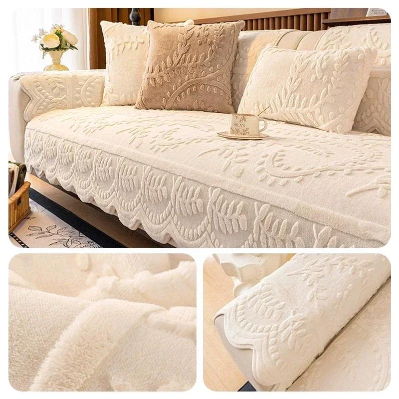 Nordic Soft Velvet Plush Sofa Towel Thicken Short Plush Sectional Sofas Cover Non-slip Couch Covers for Living Room Home Decor