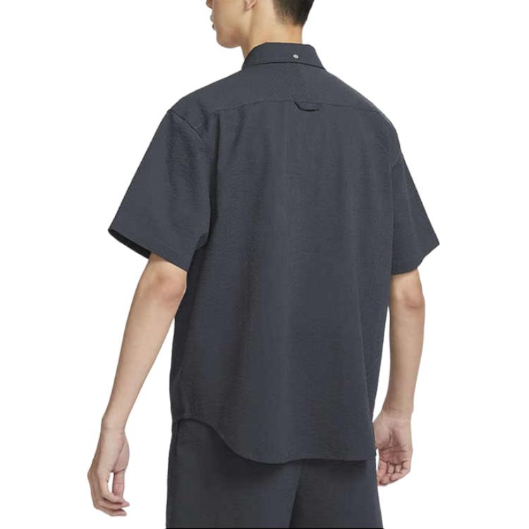 Nike SS24 Life Solid Color Sports Casual Comfortable Soft Lightweight Short Sleeve Shirt Men shirts Coal-Black FN3223060