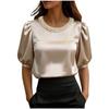 Elegantes Perlenkragen-T-Shirt Locker Damenoberteil Bequemes Satinseiden-T-Shirt Bürokleid