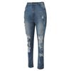 Women's High Waist Hole Jeans Button Pants Trousers Bell-bottom Pants