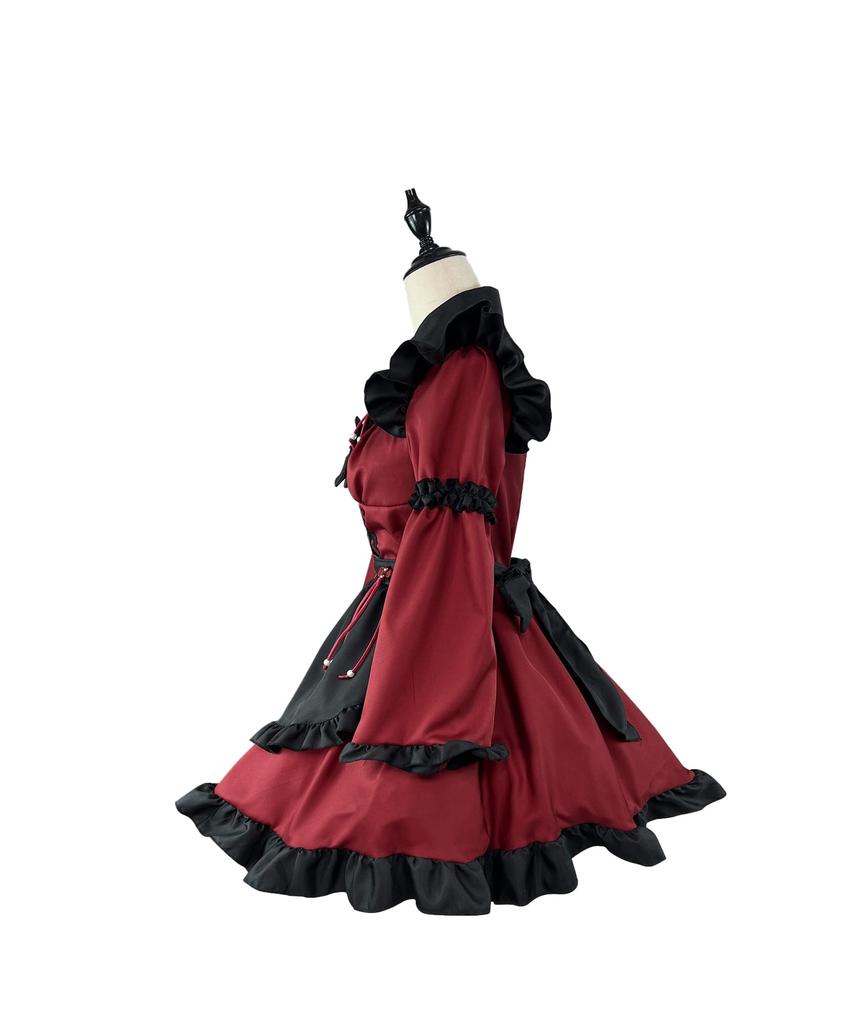 YZZYQQ Alice Princess Maid Cafe School Festival Uniform Little Devil Maid Anime Idol Cute Outfit with Gothic Lolita Wine Size 2XL Women's Costume,