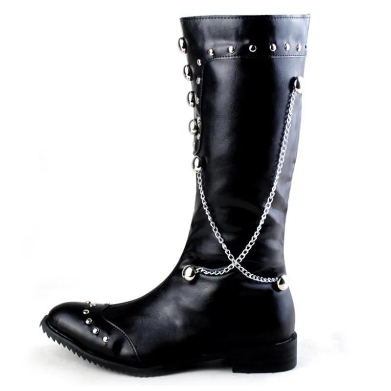 Fashion 2024 Fashionable stage boots punk Over Knee High Boots  Leather Men Long Waterproof Snowboots Equestrian Motocycle Boots