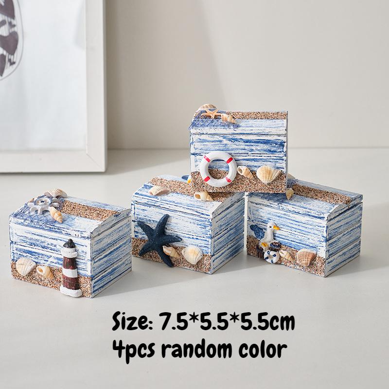 

Mediterranean Style Mini Wooden Storage Boxes Jewelry Candy Sundries Organizer Box Nautical Theme Desktop Ornament Home Decor