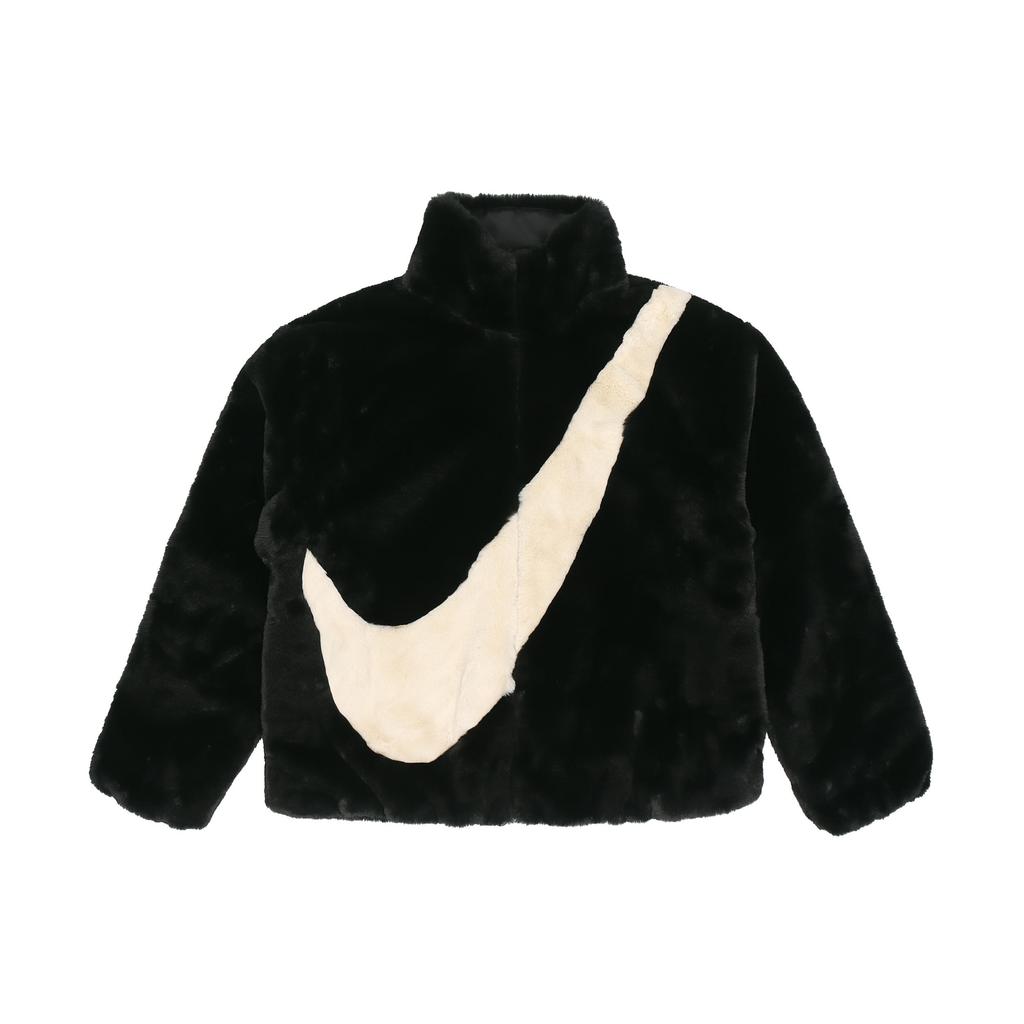 Nike Sportswear Swoosh Large Logo Fleece Collar Jacket For Spring Women Jackets Black CU6559-010