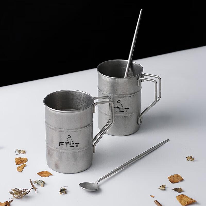 Feitule Retro 304 Stainless Steel Camping Mug 370ml 101*104*74mm