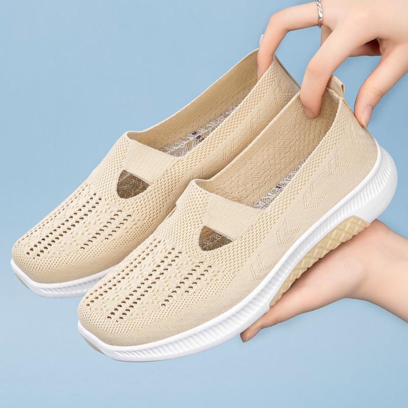 Shoes Women's Popular Women's Shoes Flying Woven Casual Shoes Shallow Mouth Comfortable Cloth Shoes Light Breathable Mesh Shoes Single Shoes