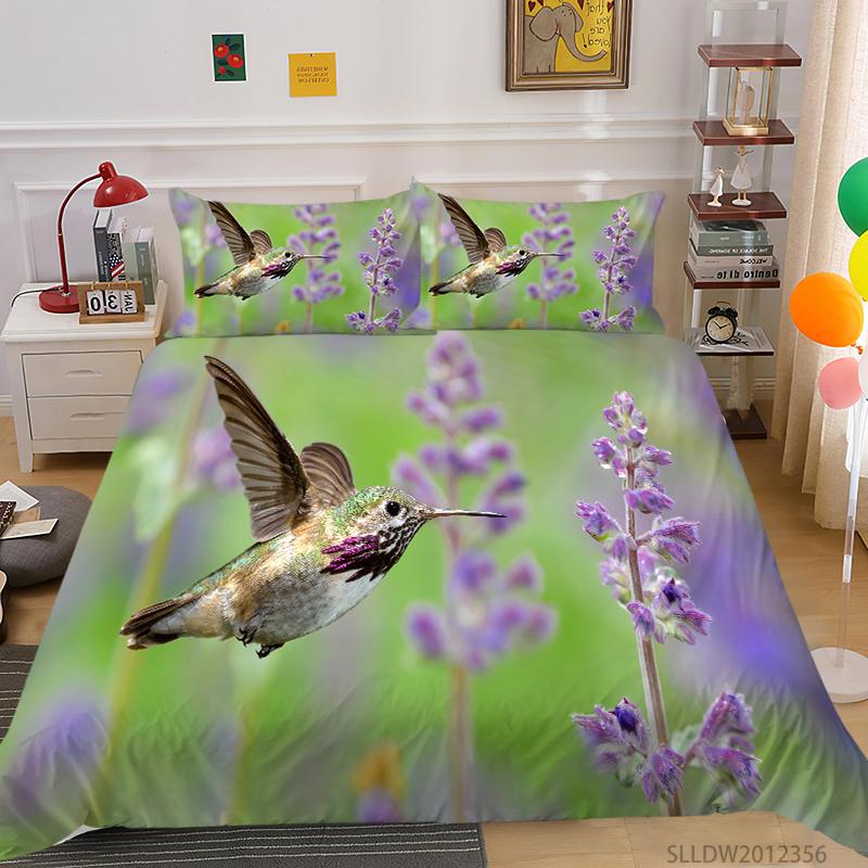 3D Printing Household Bedding Set Bird Theme Bedding Set Queen King Full-size Double Bed Quilt Cover and Pillowcase Soft Microfiber