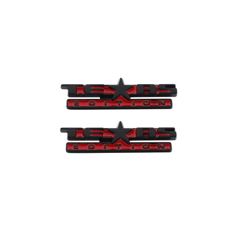 2pcs Premium Texas Edition for car Engine Fender trunk Tail Rear Decal Emblem Badge Sticker black-red
