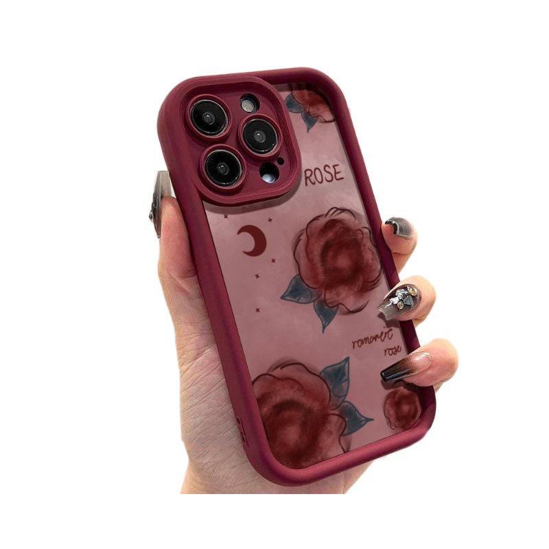 Red Rose Sky Eye Silicone Case for Apple 16 Pro Max/15/14/13/XR