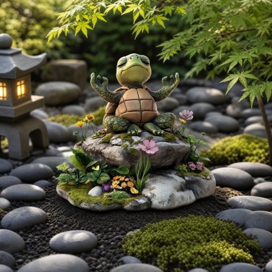 Yoga Turtle Garden Stake, 2D Flat Acrylic Sitting Zen Turtle Decoration, Sit in Meditation Turtle Yard Art Stake for Planter Lawn Plant Pot