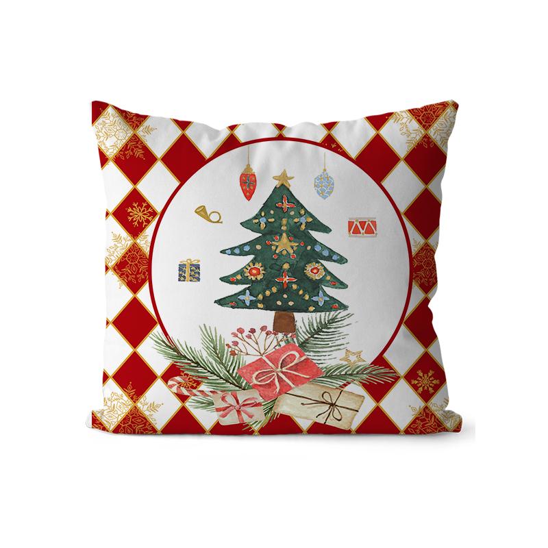 Christmas pattern square polyester pillowcase, sofa living room decorative cushion cover, bedroom bedside pillow cover