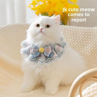 Cat JK Wind Collar Cat Scarf Pet Saliva Towel Decorative Dog Accessories College Plaid New Year's Pet Supplies