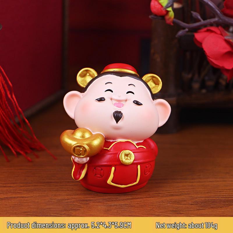 Five-Way God of Wealth Car Console Resin Ornament - Birthday Gift for Friends