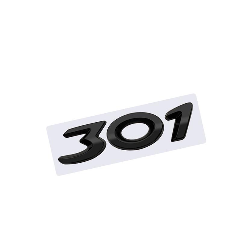 3D Glossy Black Chrome Silver Metal Logo Emblem Badge Decal Car Sticker for Peugeot 301 Car Accessories