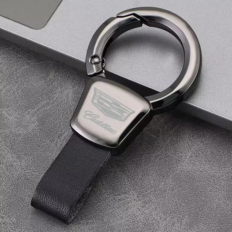Cadillac Keychain Alloy Metal Key Ring with Logo for ATS CT4 CT5 CTS ESCALADE XT5 XT6 XTS Luxury Automotive Gift(Chrome & Black)