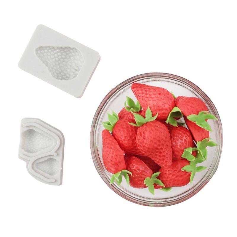 3 Pcs/Set Strawberry Fruit Silicone Mold Fondant Chocolate Candy Clay Mould Cake Decorating Tools Baking Accessory top sale