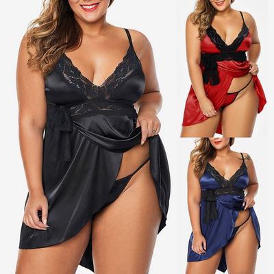 Women Lingerie Lace Underwire Racy Muslin Sleepwear Underwear Nightdress+Briefs