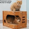 2 in 1 Large Cat Bed Cardboard Cat House Cat Scratching Mat Cave Pet Bed Durable Corrugated Scratching Board Cat Scratcher