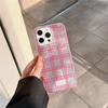 Ins Pink Small Grid Phone Case for Iphone 16 12 14 15 Pro Max 14pro 13 7 8 Plus X XR XS 16pro 15promax Shockproof Cover Shell