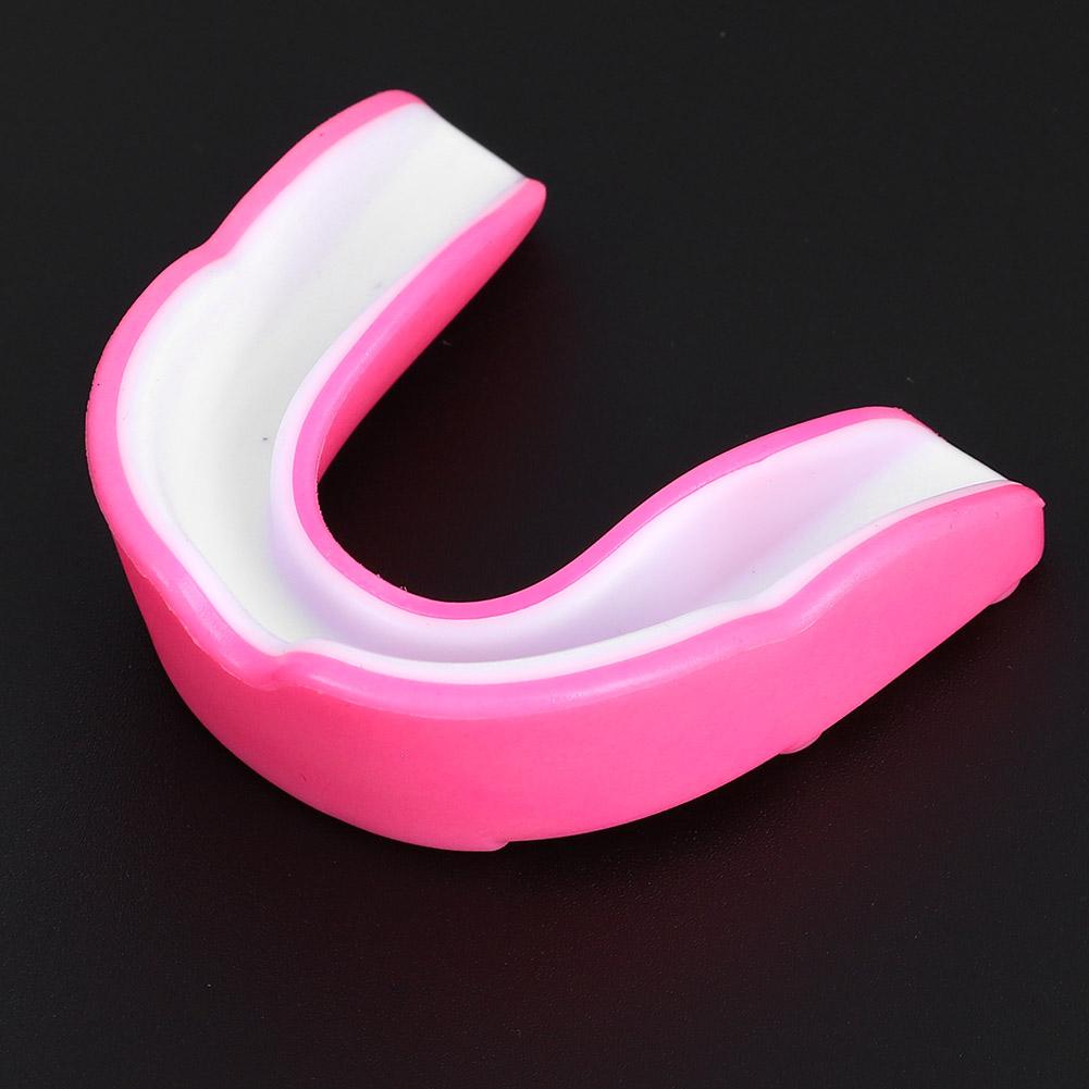 Durable EVA Adult Mouth Guard Teeth Tooth Protector Boxing Combat Accessory Pink & White