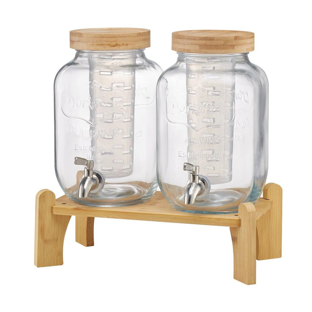 Drink Dispenser 3.8L Beverage Dispenser for Parties Glass with Stand 2PCS