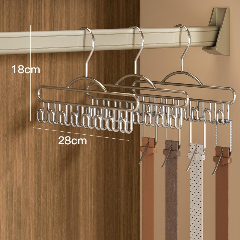 Metal Belts Camisole Clothes Hanger 8 Hooks Tie Hats Organizer Rack NonSlip Space Saving Wardrobe Clothing Storage Holder