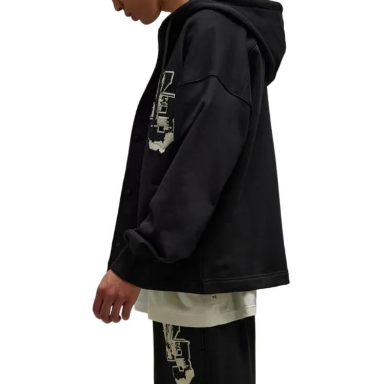 Y-3 Logo Print Single-Breasted Long Sleeve Hooded Sweatshirt Men sweatshirt Black IQ2135