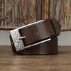 Belt Men's Thickened Hammered Stainless Steel Buckle Genuine Cattlehide Leather Surface Trendy All-Matching Jeans Belt