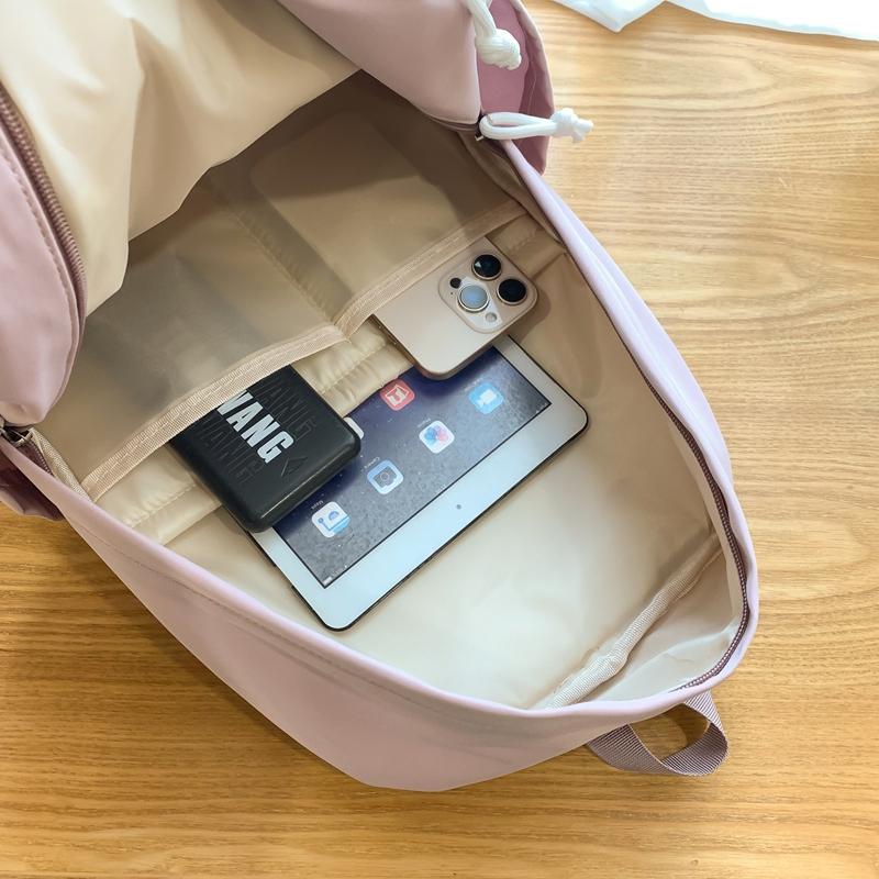 Solid Color Student Schoolbag Women's Lightweight Backpack