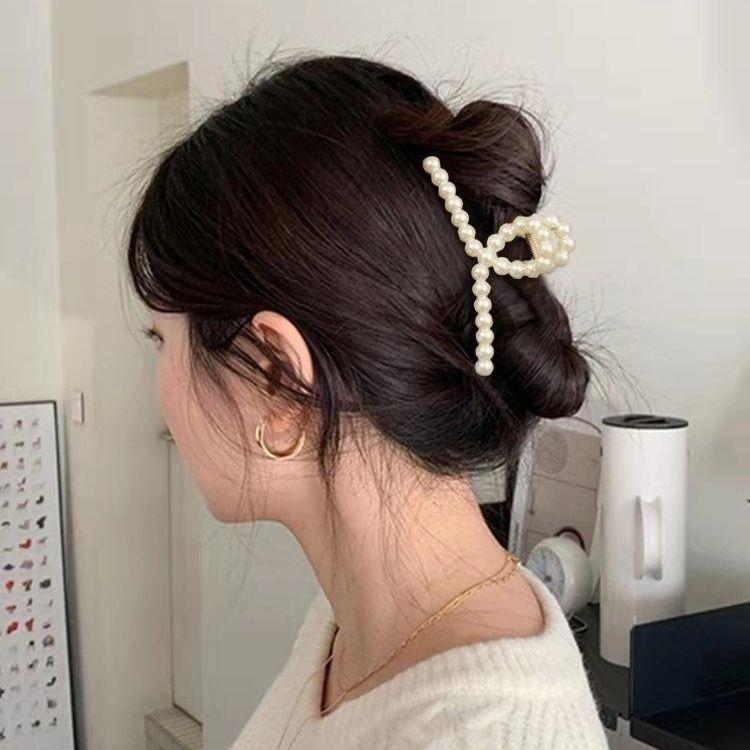 Small Paragraph -- 6pcs Simple Elegant Temperament Clip Cute Girl Headdress 4cm Imitation Pearl Hair Clip Bath Hair French Retro