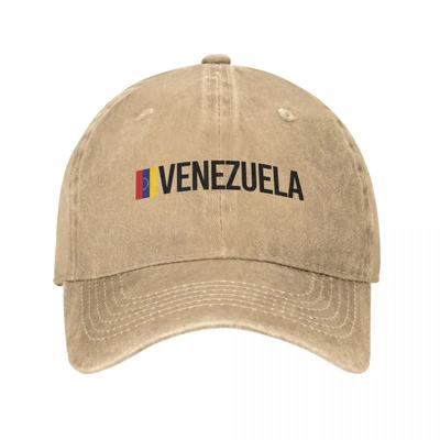 Wenezuela Minimalistyczny Design Czapka Unisex Postarzana Denimowa Czapka Wenezuelska Outdoorowa Golfowa Niestrukturalna Miękka Czapka