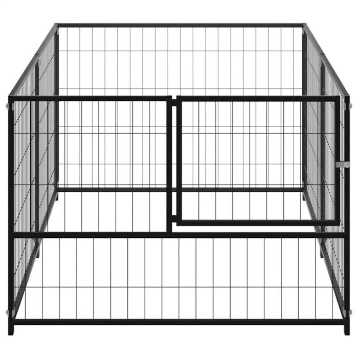 VidaXL Chenil Noir 200x100x70 cm Acier Enclos pour Chiots Cage Extérieur 150790